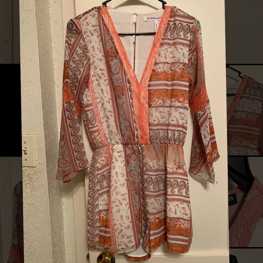 Bcbgeneration romper with bell sleeves.